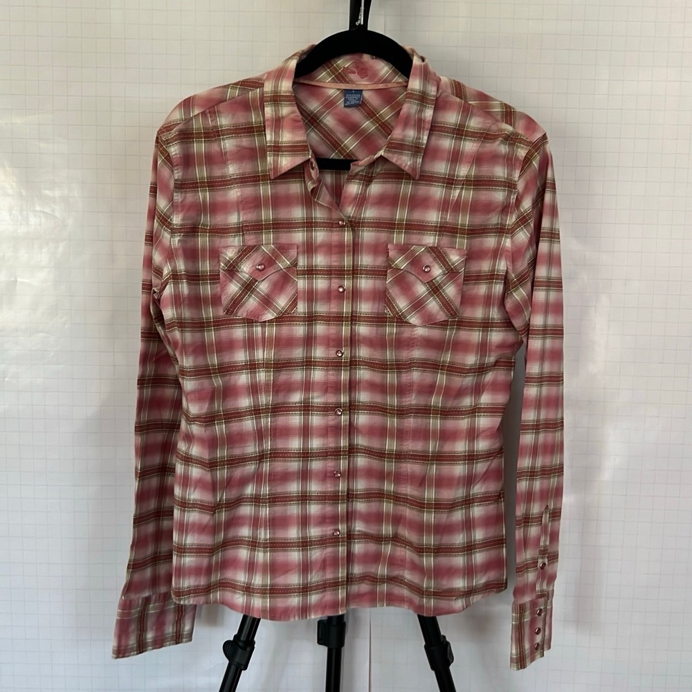 Lilla P Women's Flannel Shirt Size L Red Plaid Button Down Top